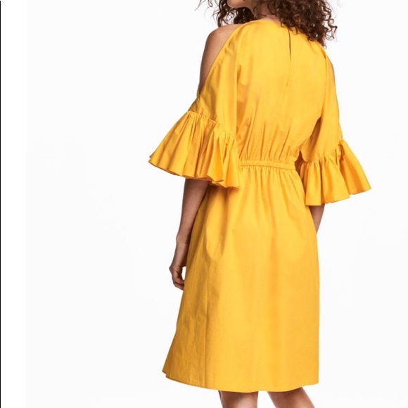 cold shoulder yellow dress